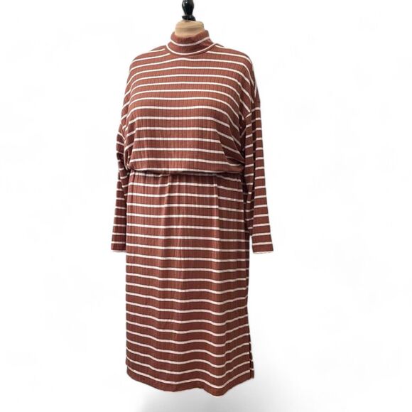 OLD NAVY Long-Sleeve Waist-Defined Rib-Knit Striped Midi Sweater Dress, Size 2X - Picture 2 of 9